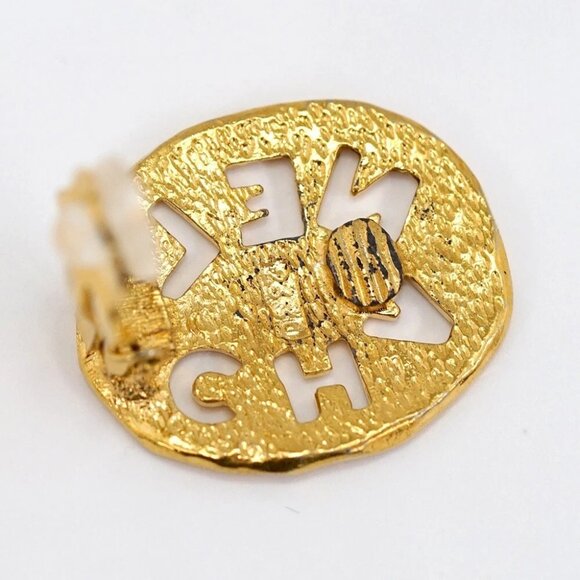 CHANEL CC Logos Round Clip-On Earrings Gold Tone Auth #2554 - Picture 4 of 7